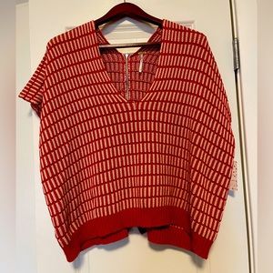 Free people red and white sweater vest